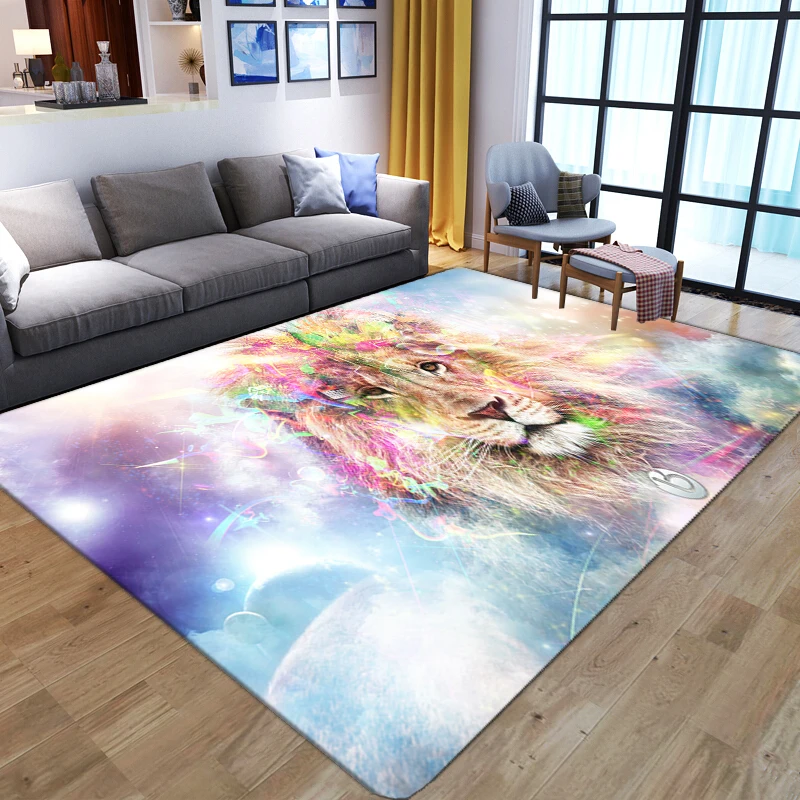 Kids Outdoor Floor Cushions - Karikatür Hayvan Aslan 3D Halılar Oturma