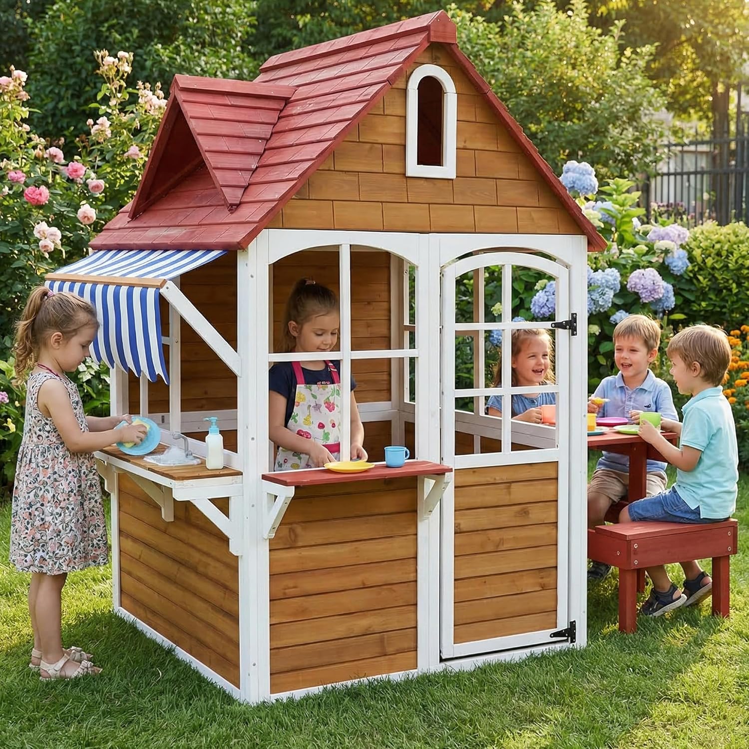 Kids Outdoor Bench Table - # Açık Hava Ahşap Çocuk Oyun