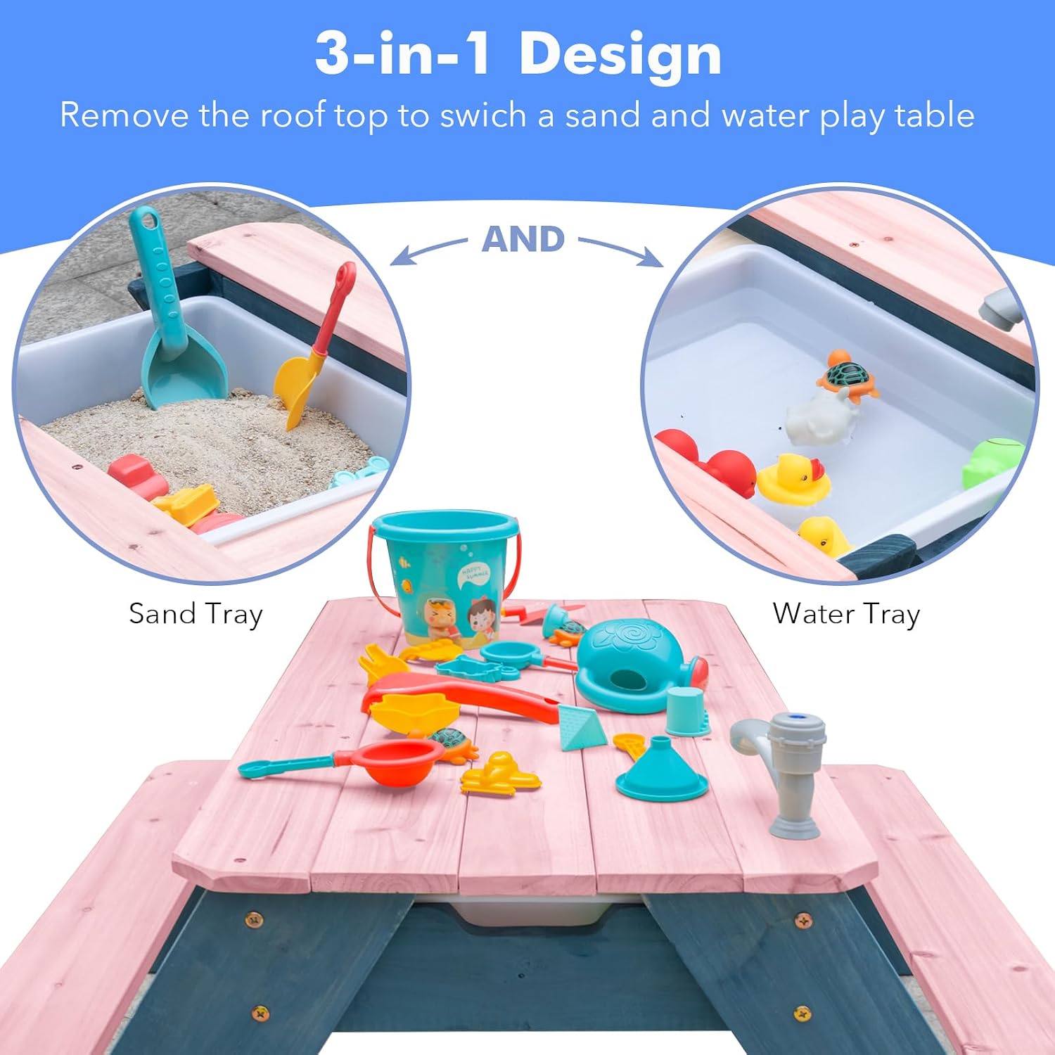 Çocuklar için 3'ü 1 Arada Kum  - Kids Outdoor Bench Table incelemesi ve fiyatı