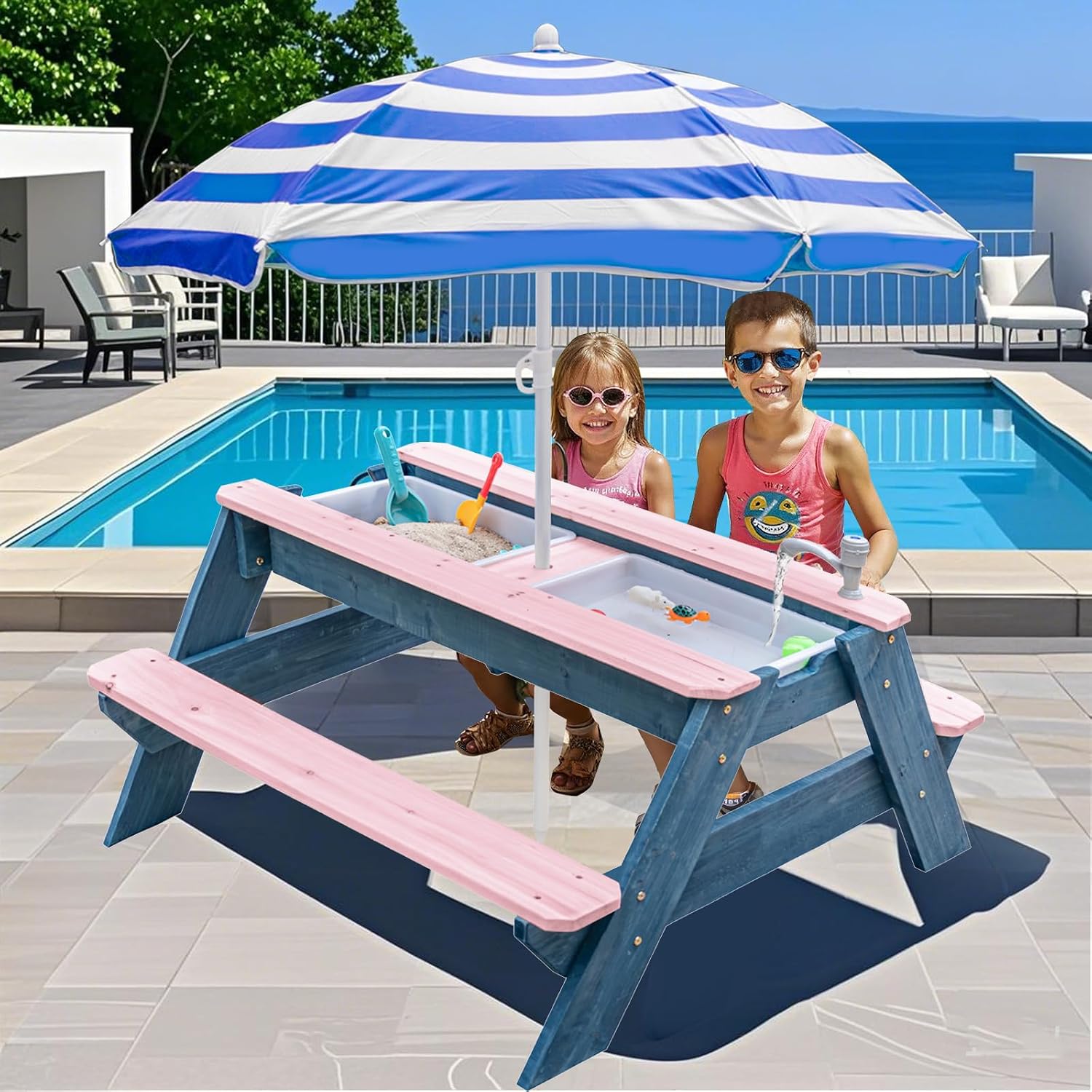 Çocuklar için 3'ü 1 Arada Kum  - Kids Outdoor Bench Table incelemesi ve fiyatı